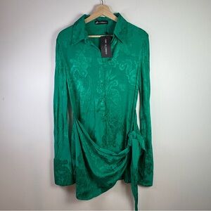 NWT Chic Le Frique Dubai Women’s Terrah Green Paisley Mini Dress Size Small